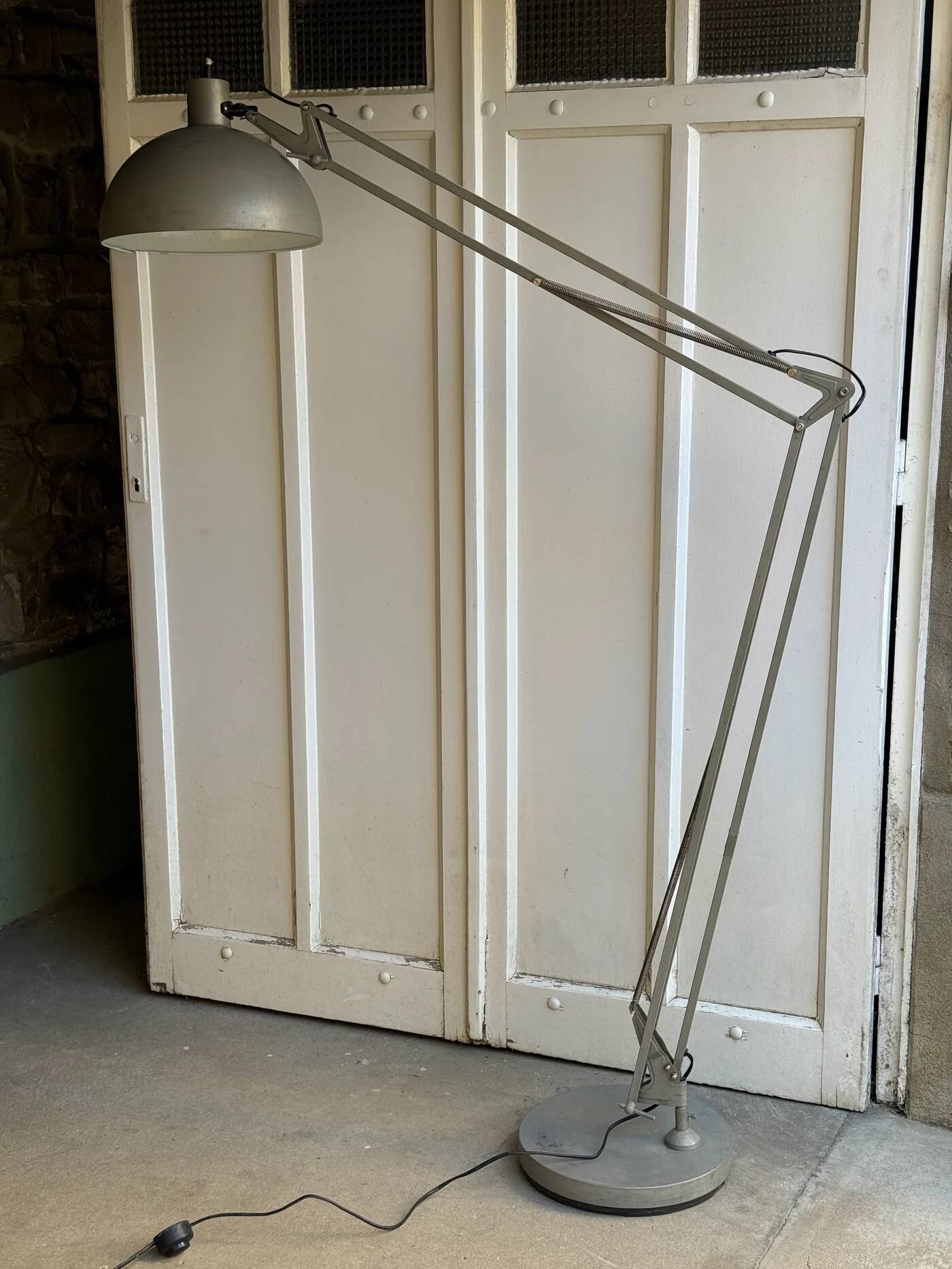 Grey metal floor lamp - industrial style