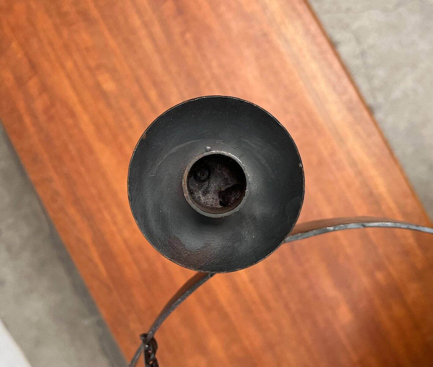 Vintage brutalist wrought iron candle holder by Boltze, 1970s.