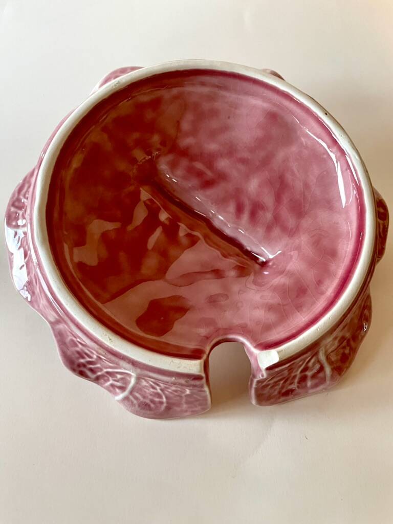 Secla soup tureen vintage pastel rose in Majolica – Cabbage model – 1970s