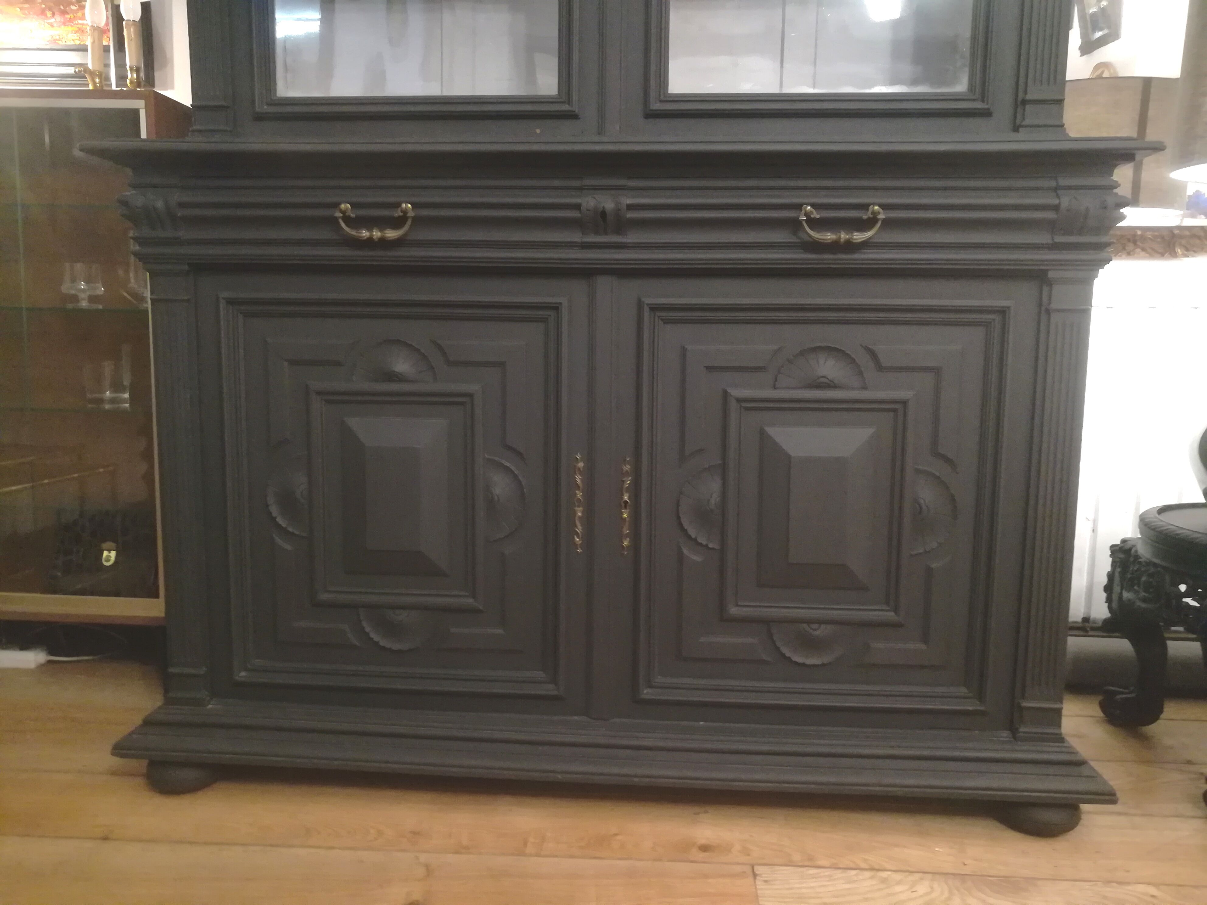 Black patinated oak library