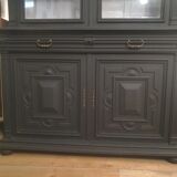 Black patinated oak library