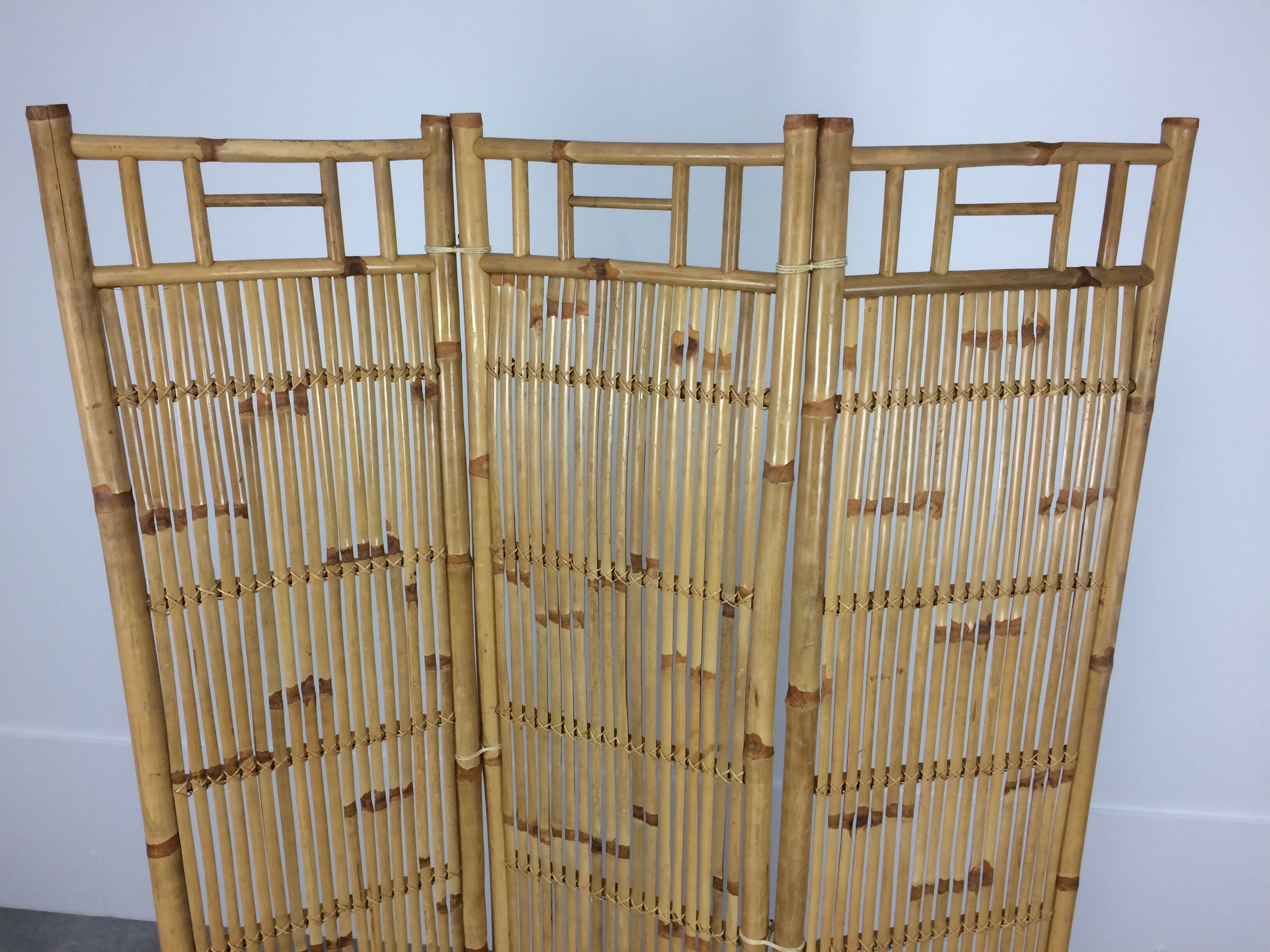 Vintage Bamboo Room Divider 3 Panels