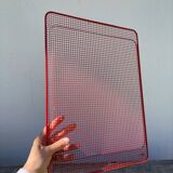Rectangular tray in red metal mesh 1980