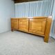 Large French sideboard in solid elm, 1970, attributed to Atelier Chauvin.
