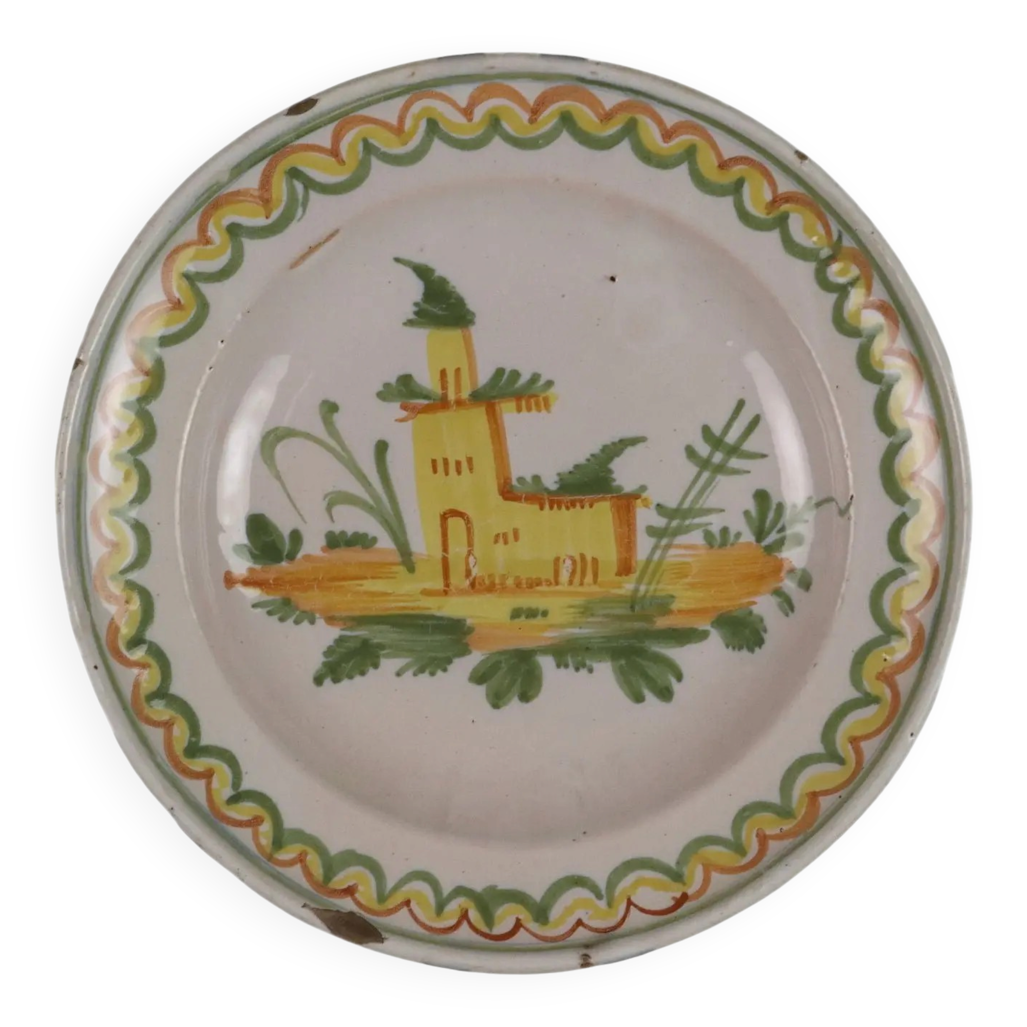 Antique plate in majolica Italy mid-19th century