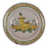 Assiette ancienne en majolique Italie milieu XIXe siècle