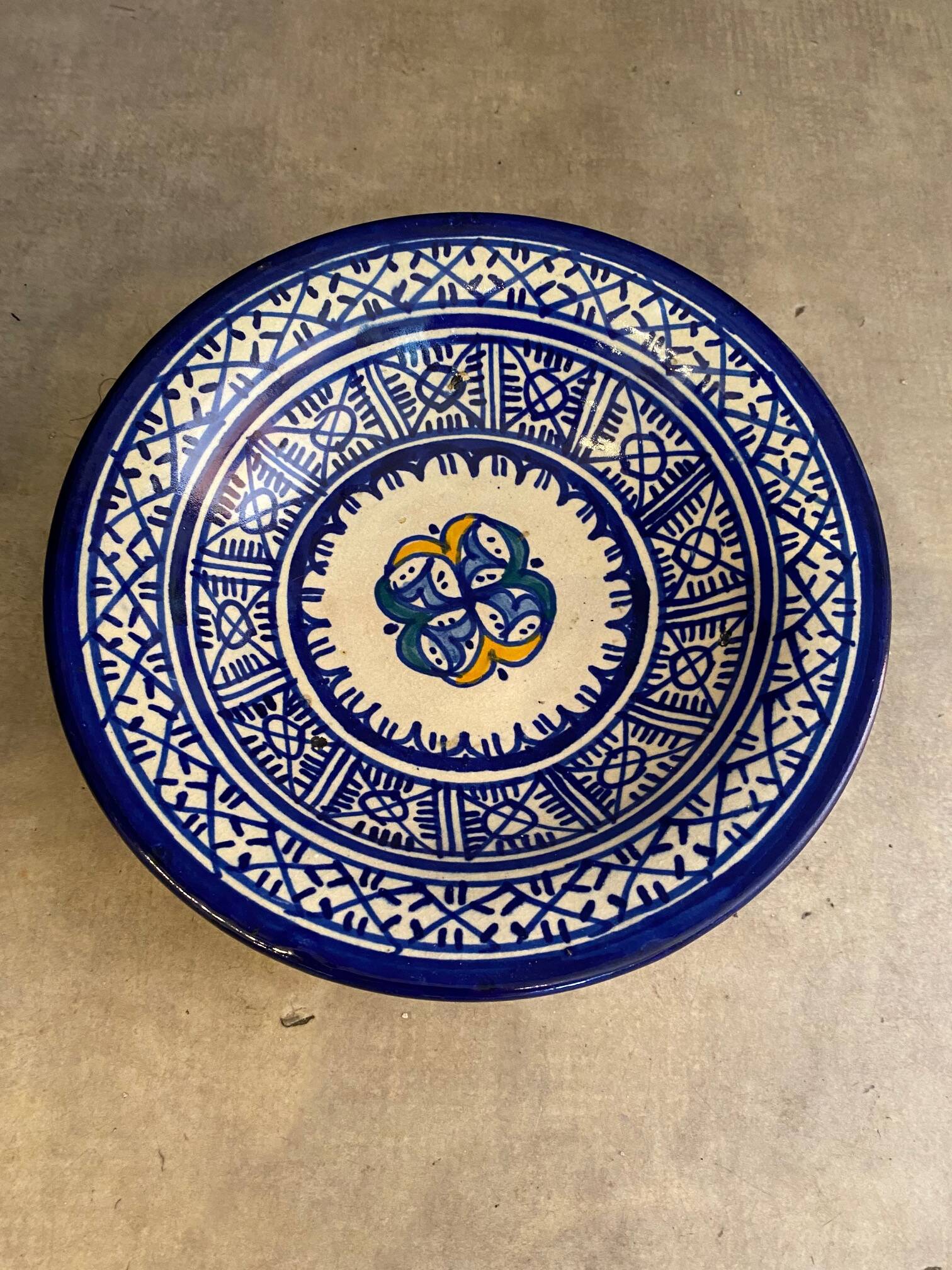 TERRACOTTA SALAD BOWL ORIGINAL MOROCCO BLUE TONES