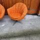 2 fauteuils pivotants en métal et tissu, années 1960