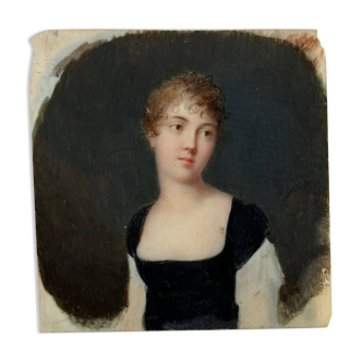 Miniature, early 19th century, hand-painted portrait of a woman