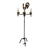 Hand-forged iron lamp post girouette by jean touret marolles workshop