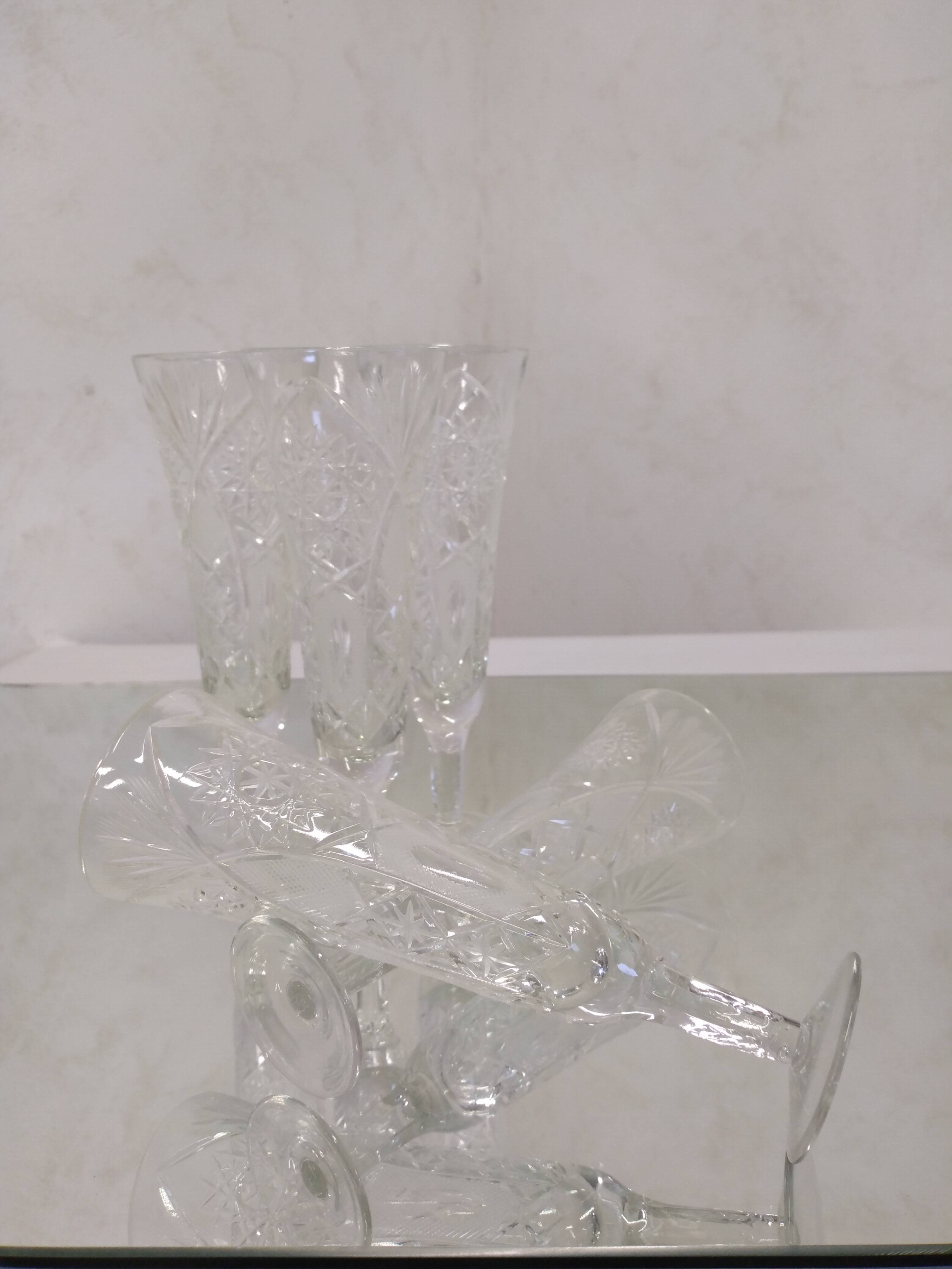 Cut crystal champagne flutes