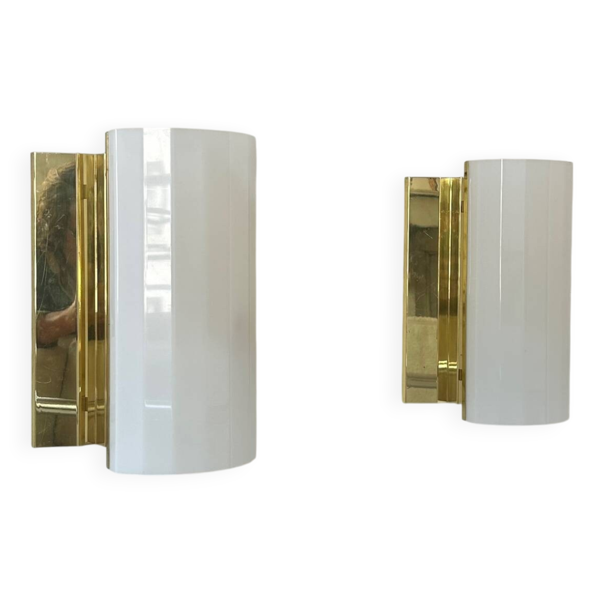 Pair of brass and perspex wall lights, Fagerhult Sweden 1970