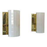 Pair of brass and perspex wall lights, Fagerhult Sweden 1970