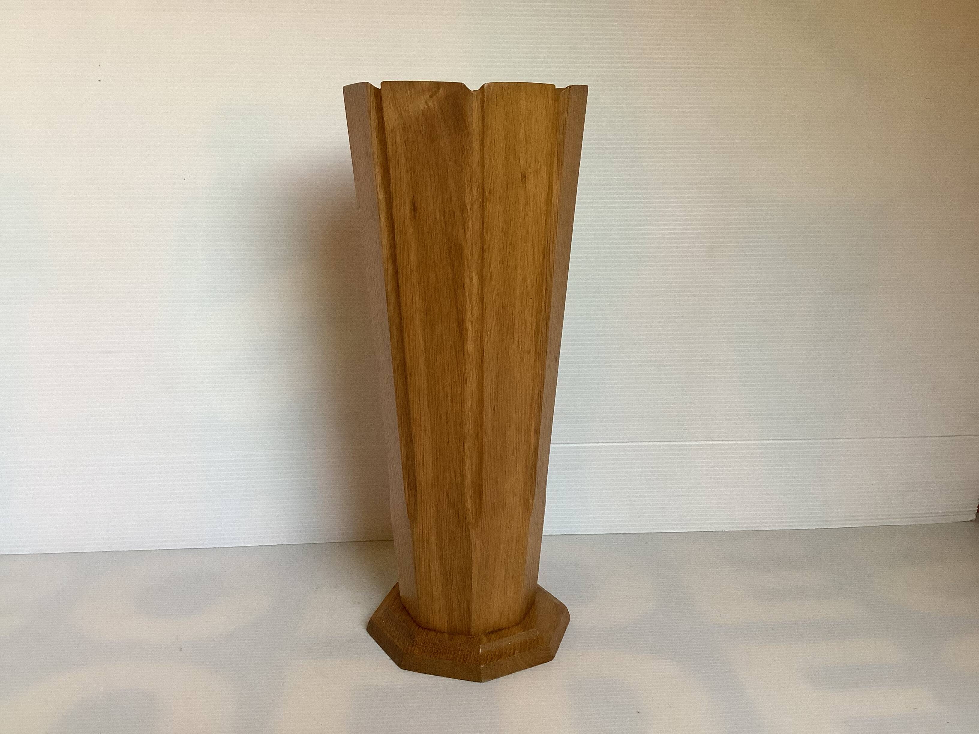 Large octagonal wooden vase