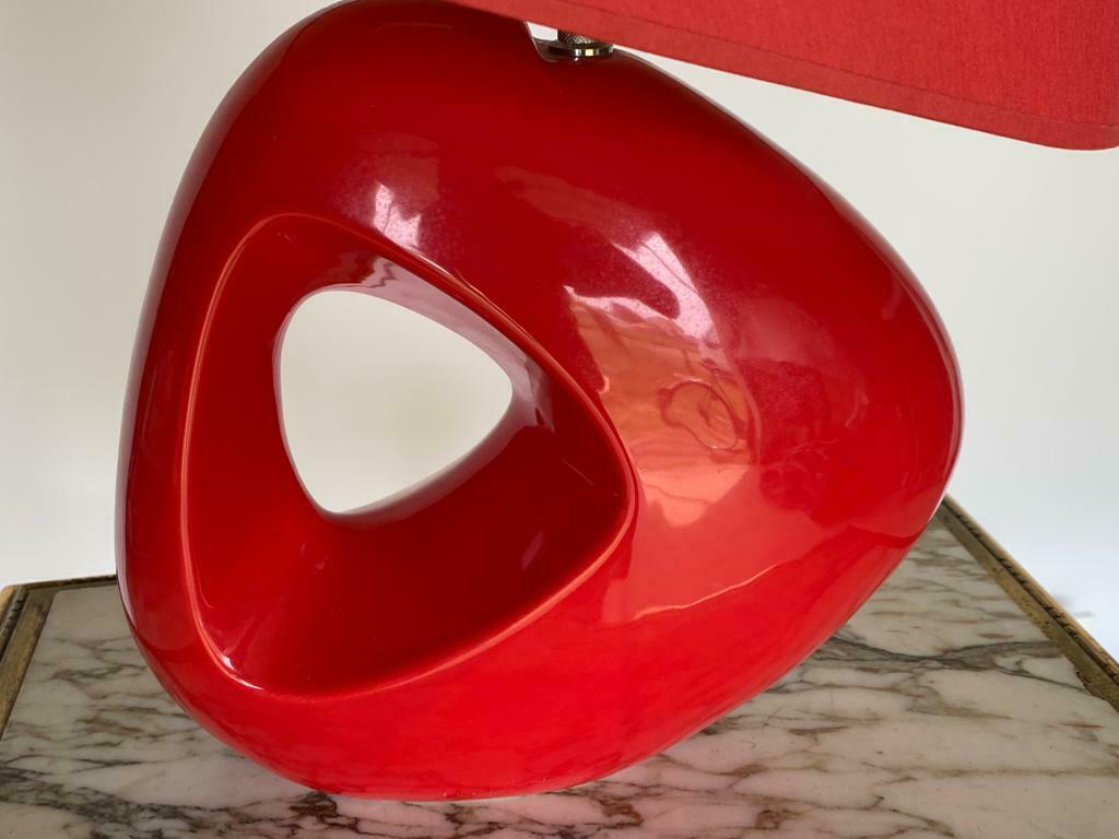Red ceramic lamp drimmer modernist lampshade