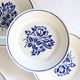 Set of 6 Badonviller flat plates, vintage French, authentic, rare, countryside