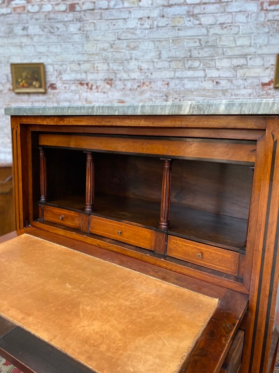 Louis XVI style Greek marquetry secretary, 19th century