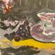 Ancient painting, still life with lilas and iris signed Bonnefond 70s