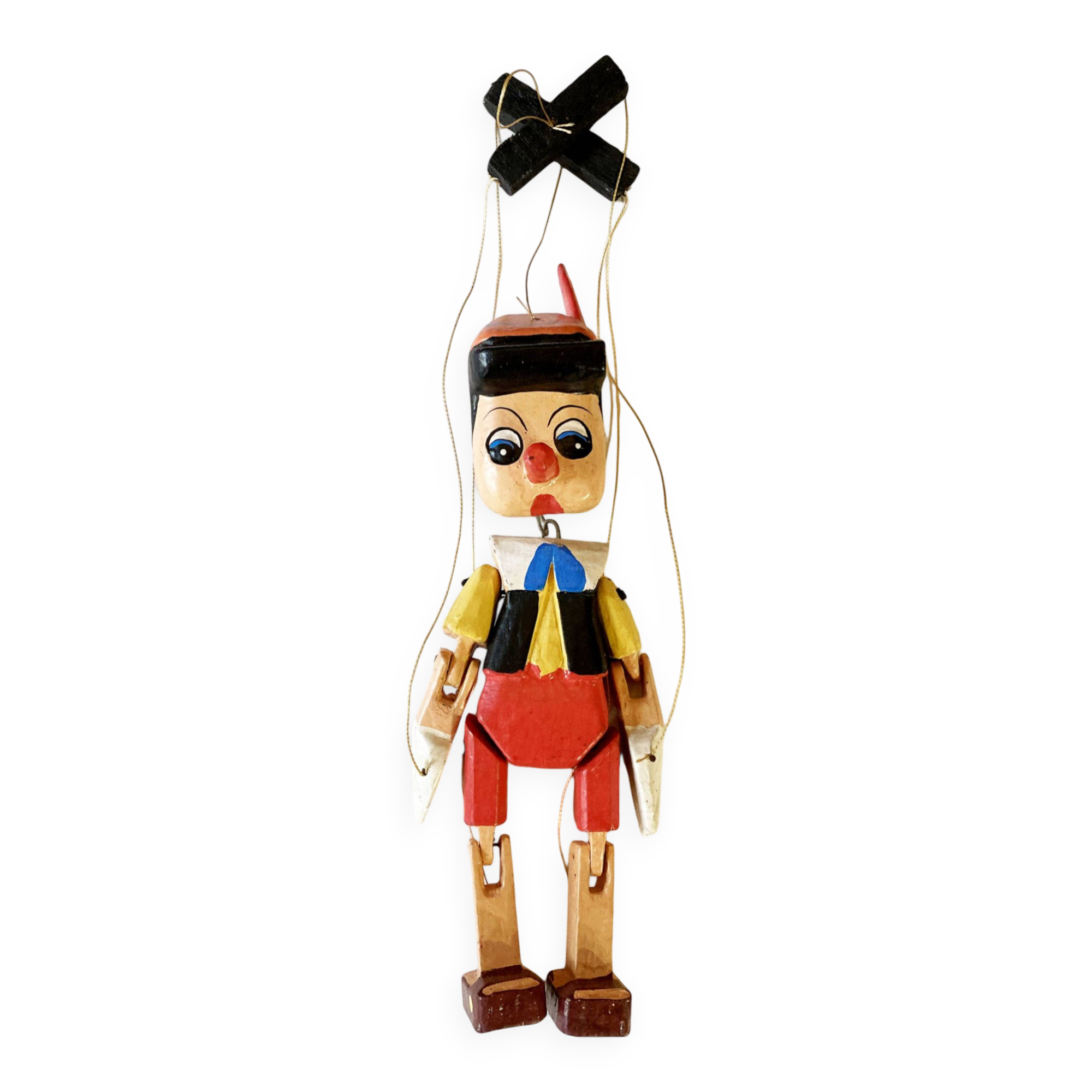 Marionnette Pinocchio en bois peint