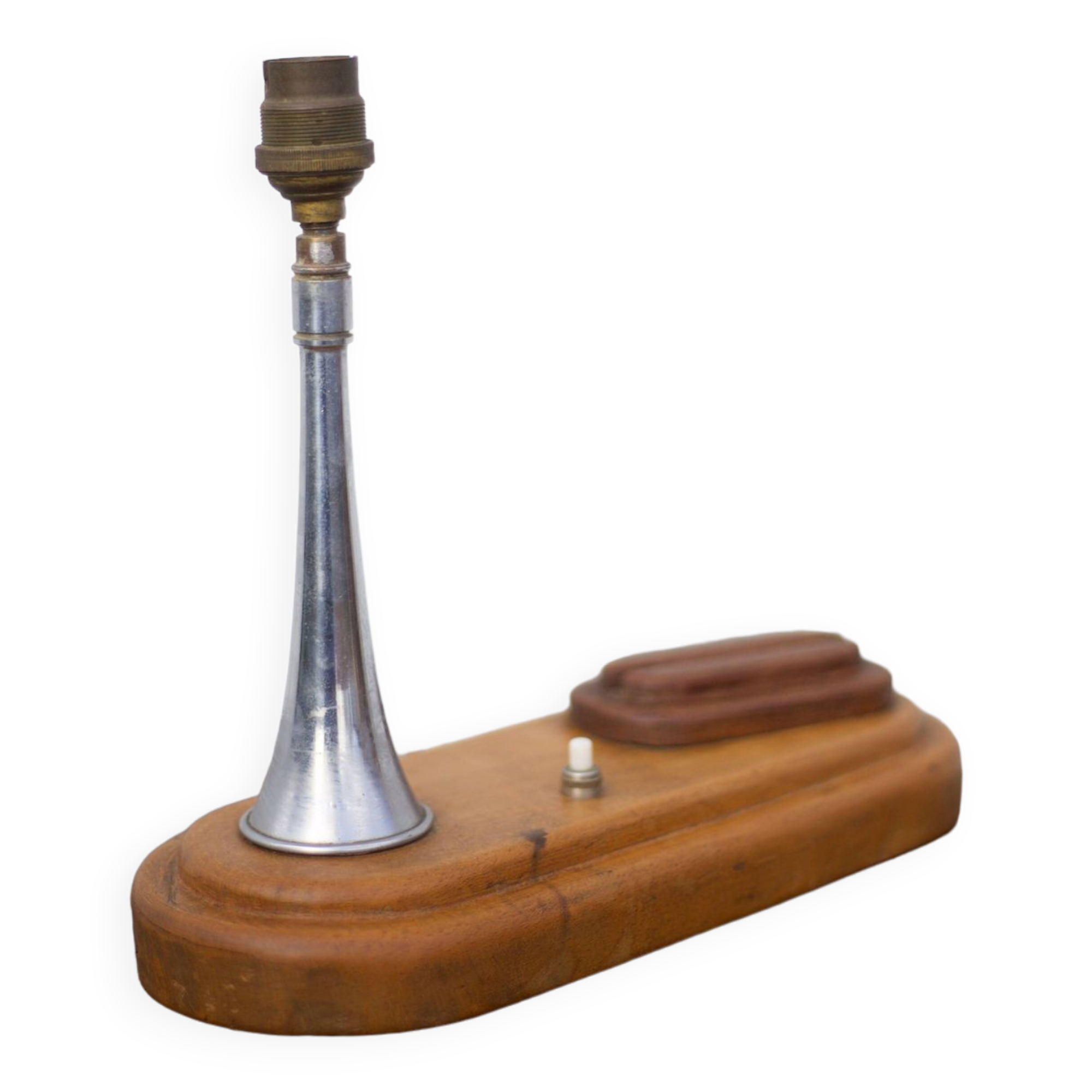 Art deco bedside lamp, table lamp, accent lamp, vintage lamp, wood and chrome lamp, 40'