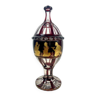 Bonbonnière en cristal rouge de Bohême - XIXème - République Tchèque