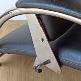 Chromed leather armchair, chaise longue from the 1970s.