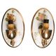 Set of two wall sconces in porcelain with roses, Poland, 1960s.