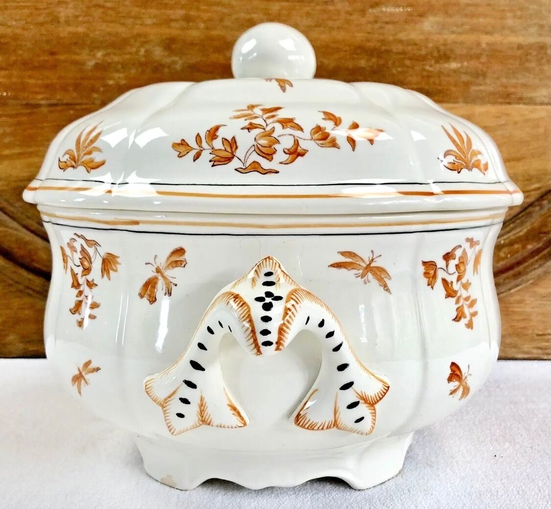 Ancienne soupière légumier Longchamp décor Moustiers  Olérys