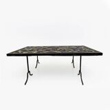 20th Century Italian Handmade Wrought Iron Coffee Table Frame Inlaid Marble