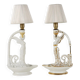Pair of neoclassical style lamps in porcelain, Italy, 20th century