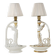 Pair of neoclassical style lamps in porcelain, Italy, 20th century
