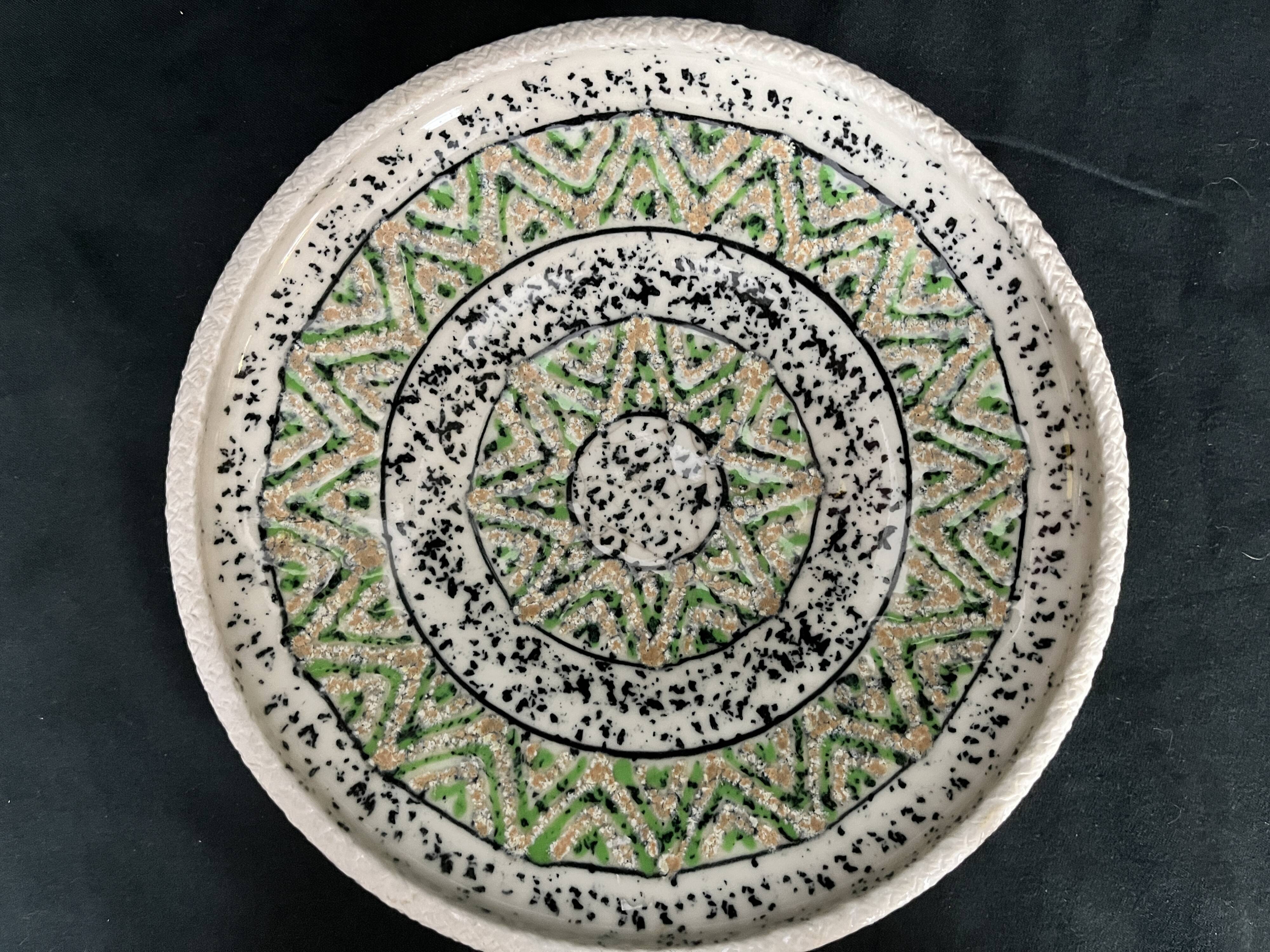 Art Deco polychrome ceramic cup with geometric patterns, 20th century