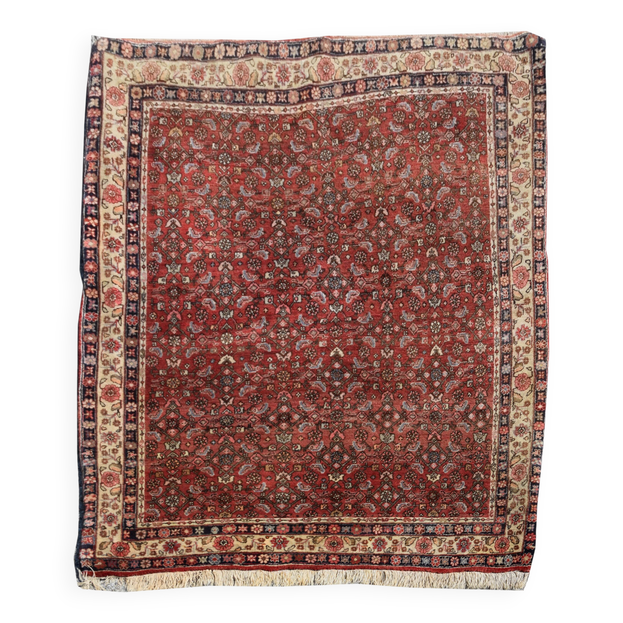Antique Iranian Bidjar oriental rug - entirely handmade: 1.60 X 2.18 meters