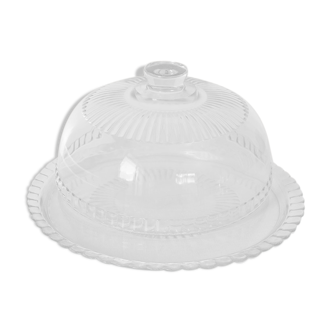 Assiette et cloche de présentation en verre