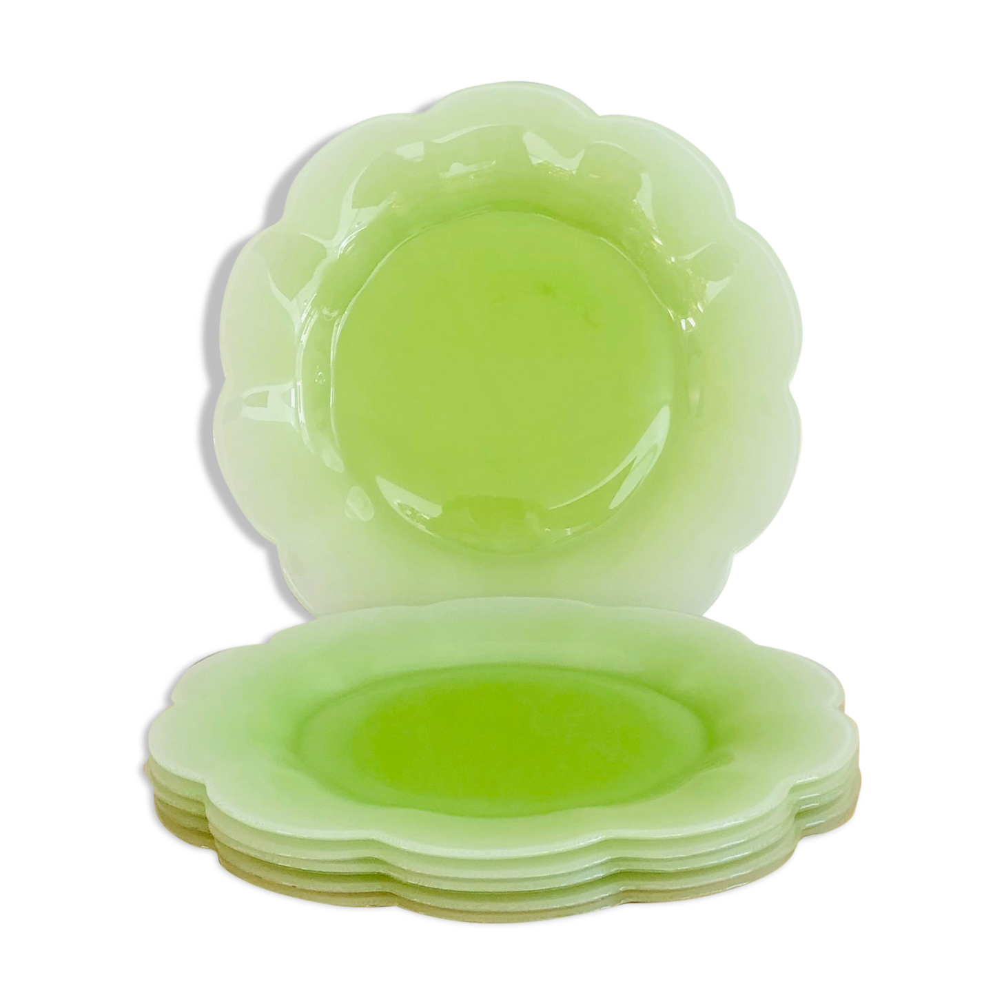 Set of 6 flat plates 27 cm glass