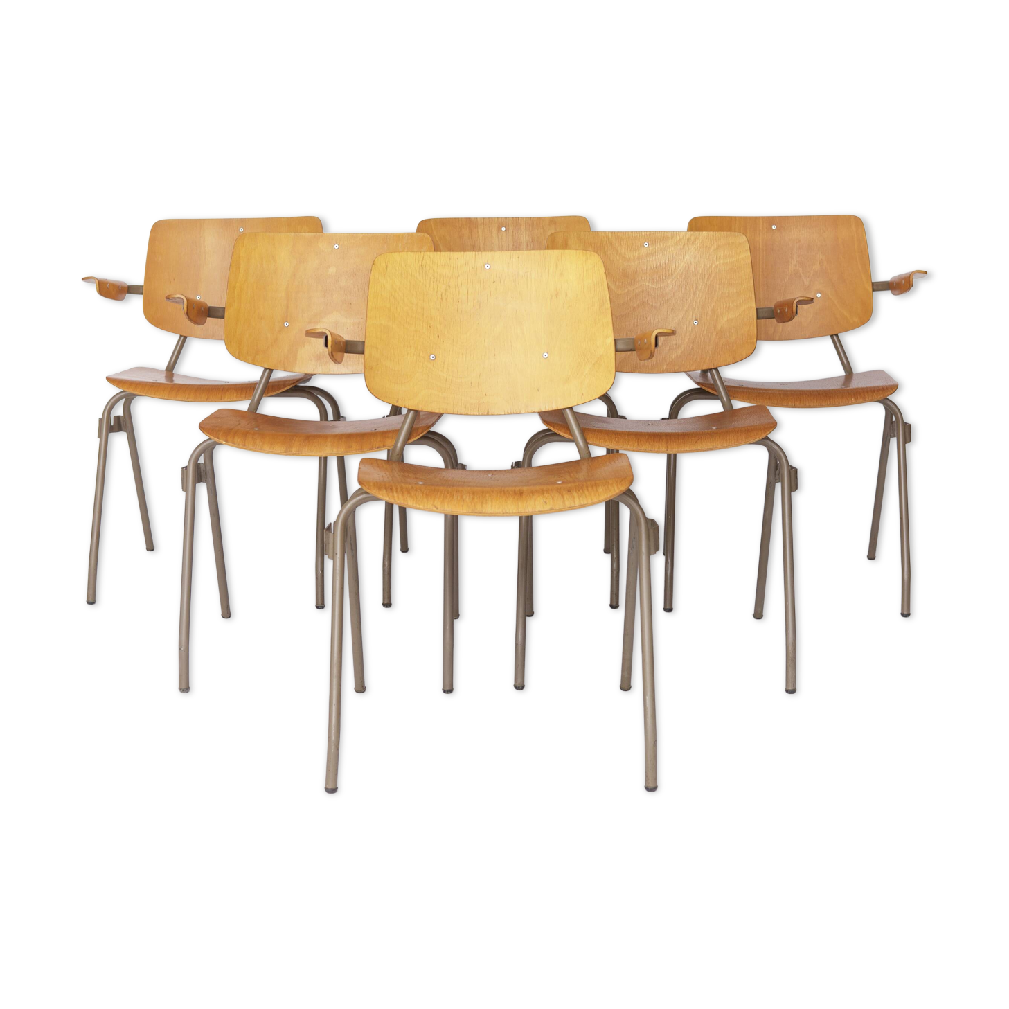 Set of 6 Kho Liang Ie Stackable Chairs – CAR Katwijk, 1950s Mid-Century
