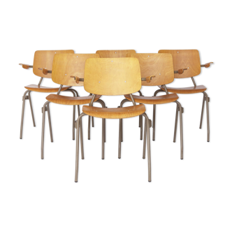 6 chaises empilables par Kho Liang Ie pour Car Katwijk, années 1950