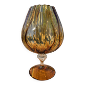 Grand verre géant 31 cm Empoli verre soufflé ambré vintage