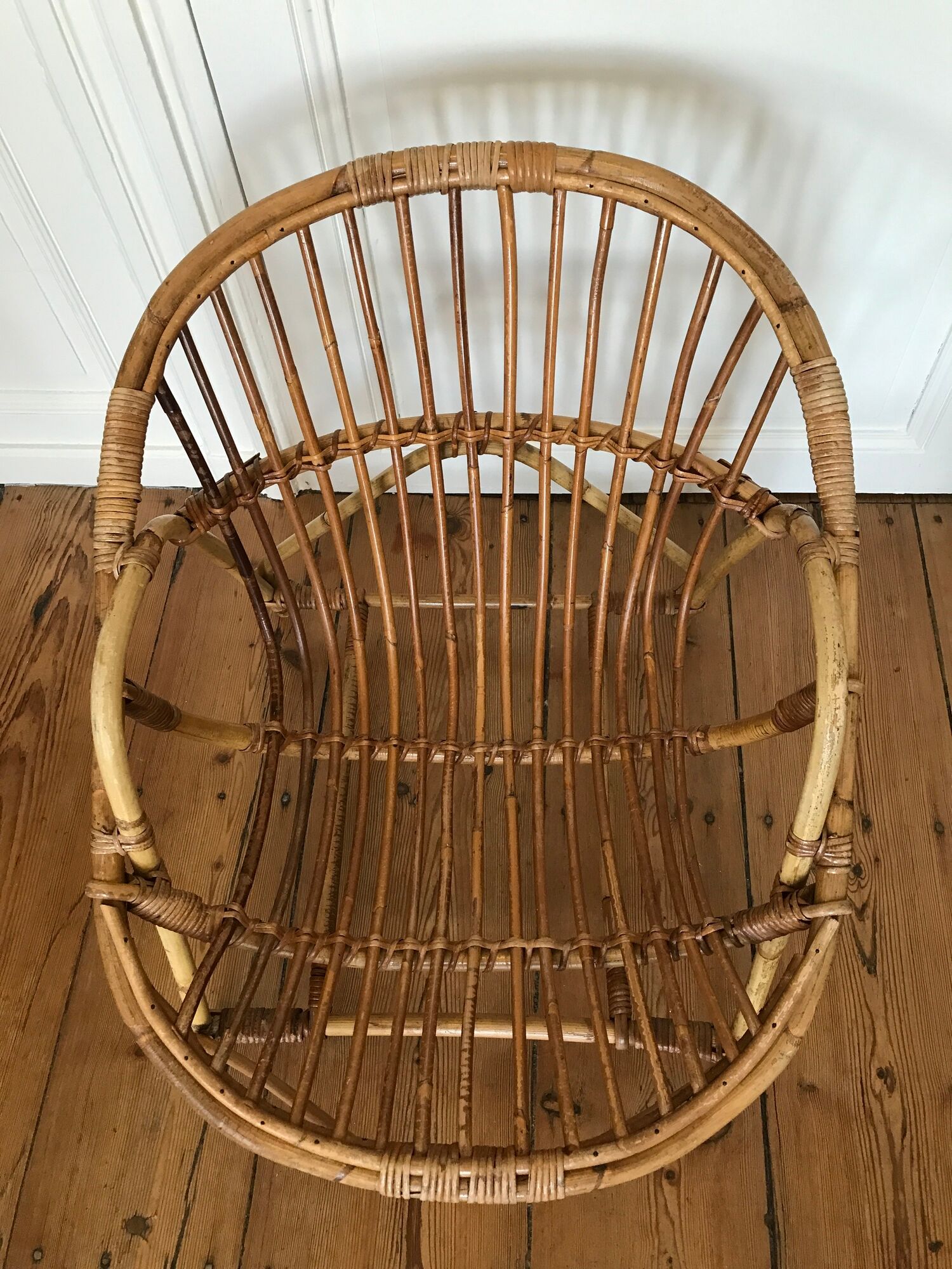 Armchair basket adult rattan year 50