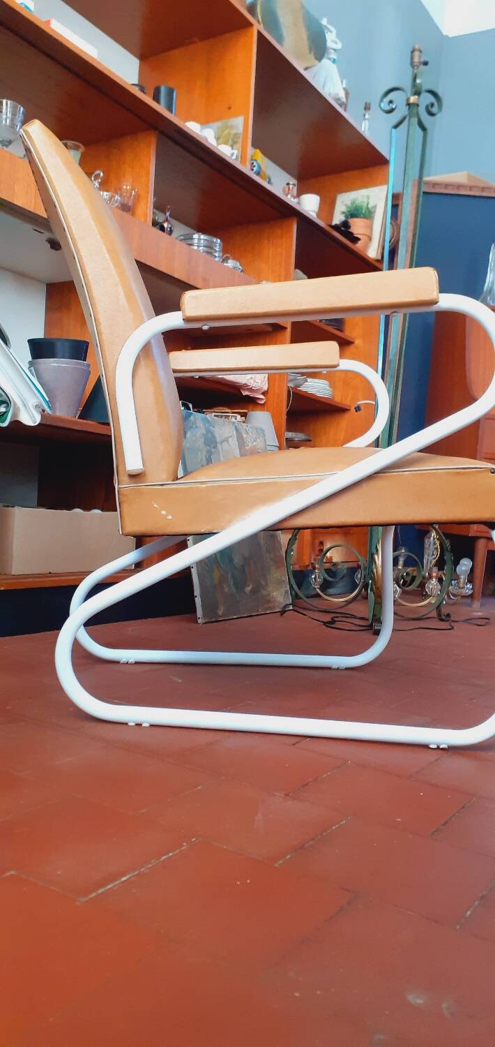 60s armchair with tubular legs, Ronéo style
