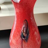 Large Floral Ball Vase/Kaysersberg Art Glassware. Speckled/Volutes