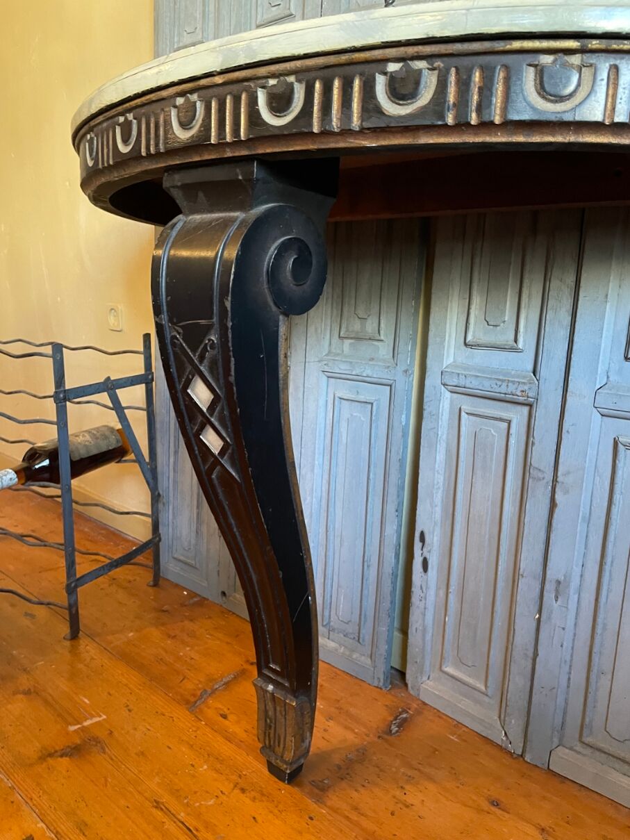 Half-moon console side table faux marble