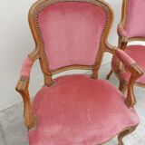 Série de 3 chaises Louis XV en chêne ancienne