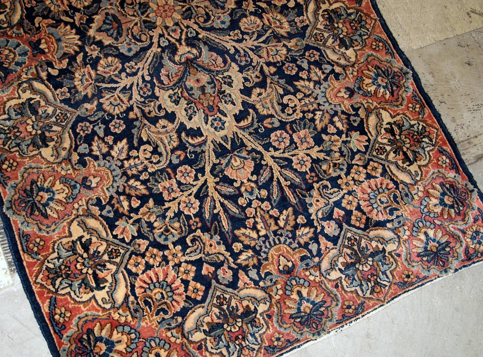 Tapis persan Kerman antique fait main 3,1' x 5,2' (94 cm x 158 cm) années 1920 - 1B671