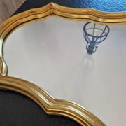 Golden wooden mirror in Louis XV Rococo style 1970