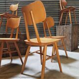 Set of 5 all-wood chairs published by Ton 1960