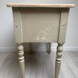 Antique side table – weathered wood & raw waxed top