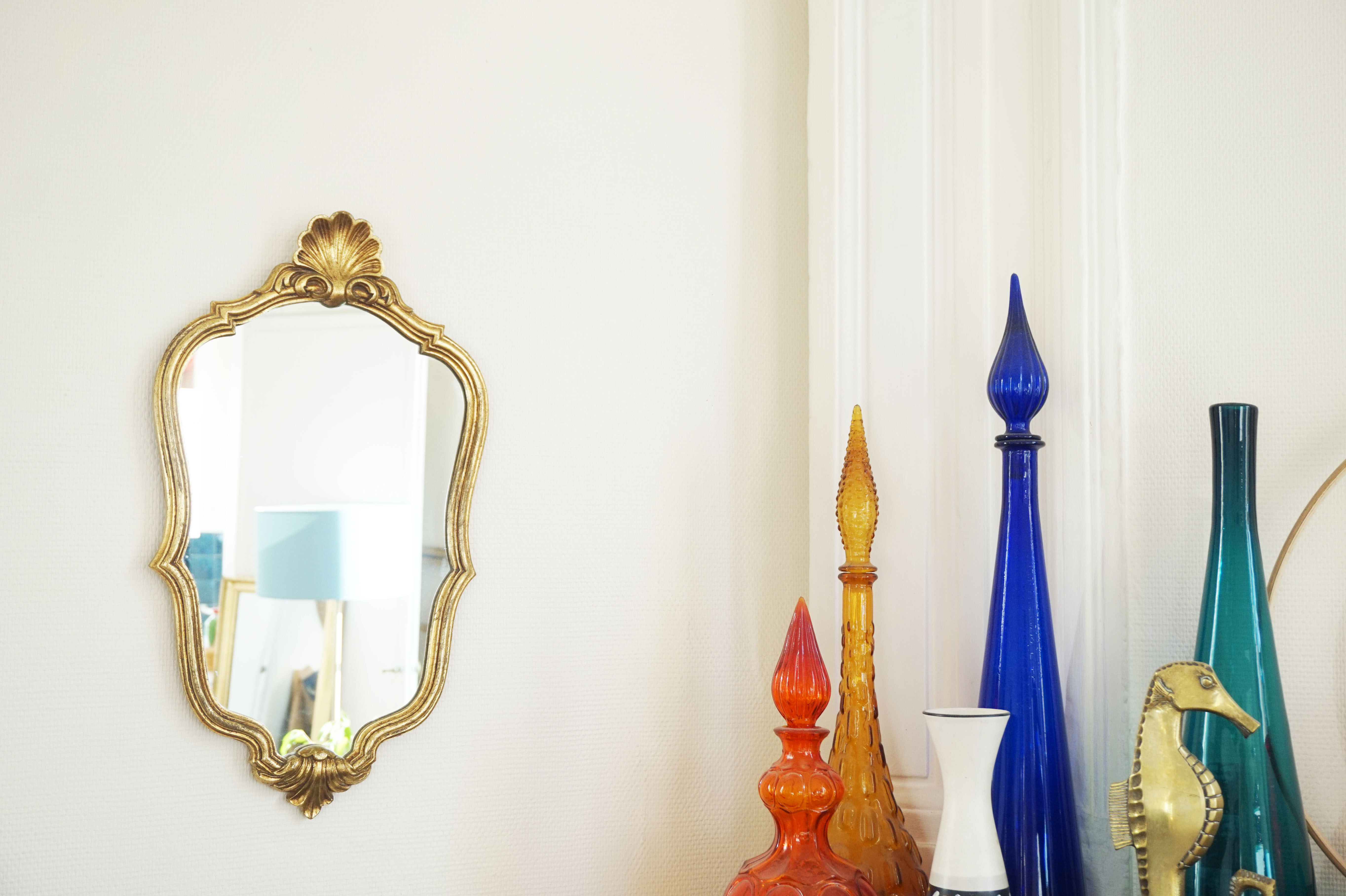 Rococo vintage gold mirror, 32x57cm