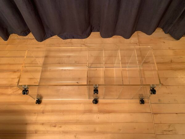 Lucite mobile table, audio, 1970s