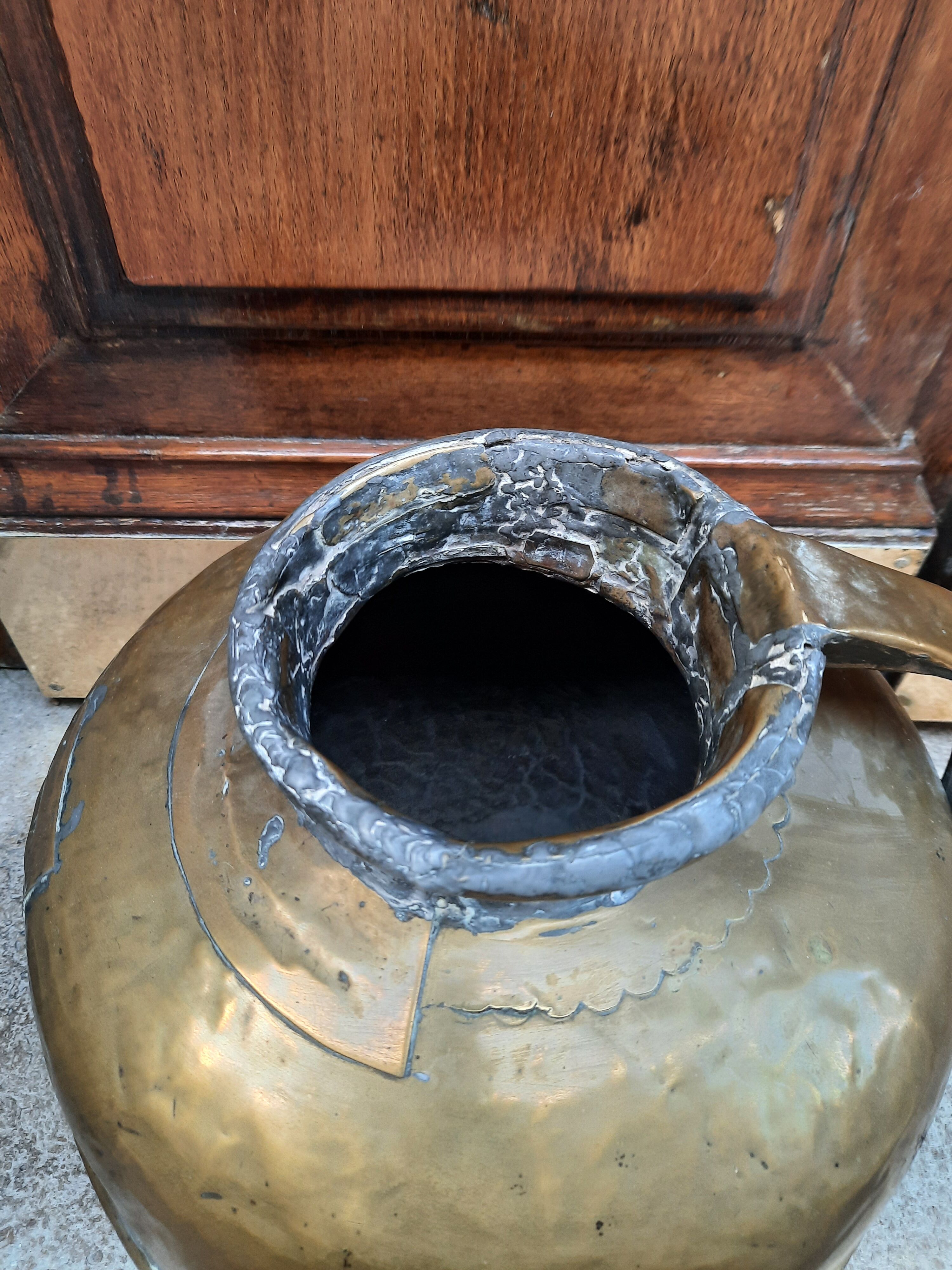 Antique brass jar